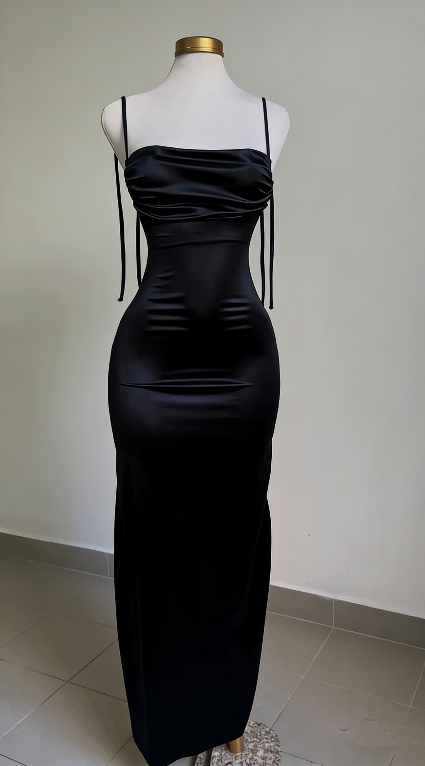 Vintage Royal Blue Straps Backless Satin Long Party Dress Evening Dress DP2785