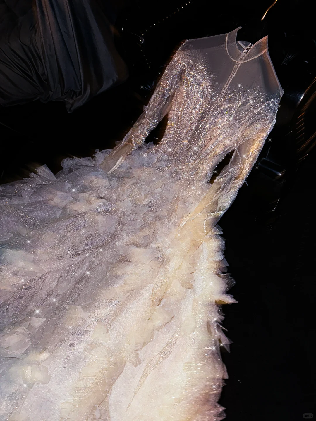 Glamorous Champagne Sequin Tulle Beaded 3D Floral Long Sleeve Sparkling Wedding Dress DP7329