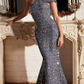 Vintage Shiny Beaded Mermaid Prom Dress One Shoulder Evening Dress Long Formal Dress, DP6597