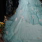 Elegant Mint Green Ruffled Tulle 3D Floral Sweet 16 Quinceanera Ball Gown  DP7414