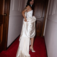 Elegant Ivory Strapless Satin Strapless Neck Drape Sash Wedding Dress DP8395