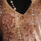Glamorous Champagne Satin Halter-Neck Floral Embroidery Beaded Evening Gown DP7384