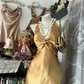 Vintage Gold Satin Halter-Neck Mermaid Evening Gown Open Back Prom Dress DP8331