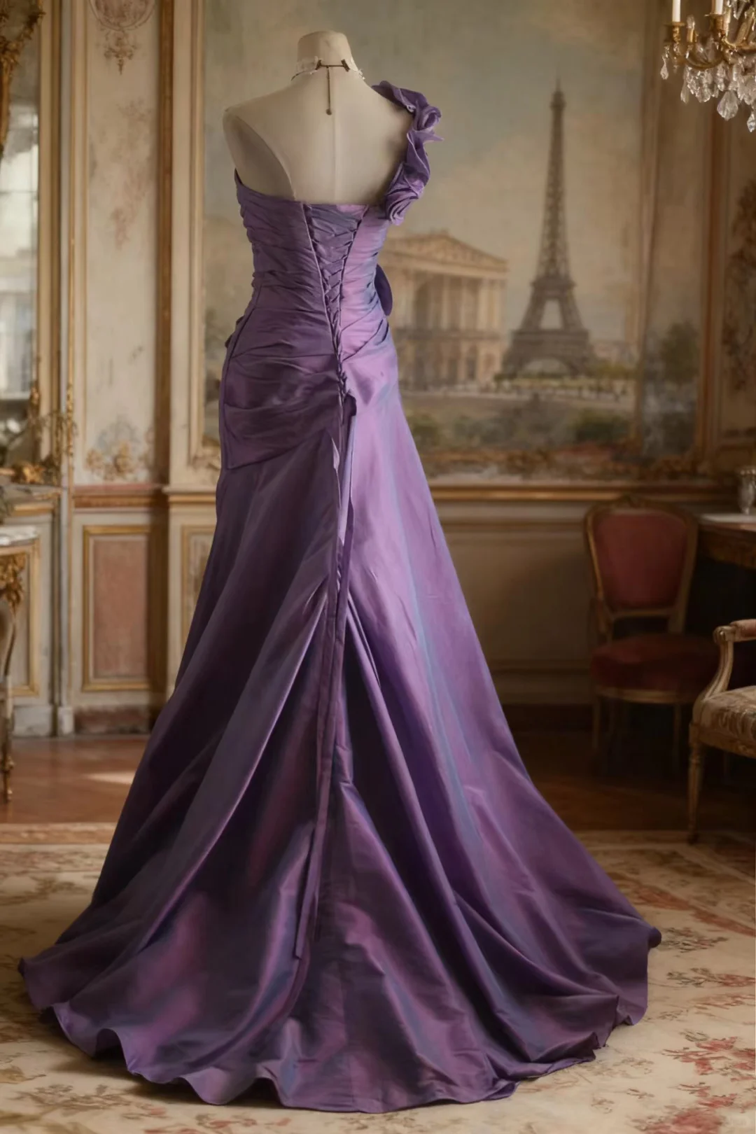 Glamorous Lavender One-Shoulder Mermaid Gown with 3D Flower Prom Dress DP7659