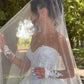 Elegant Lace Applique Sweetheart Wedding Dress A-Line Strapless Bridal Gown DP7022
