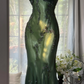 Glamorous Dark Green Halter Neck Mermaid Embroidery Evening Gown Beaded Chiffon Formal Dress DP7083