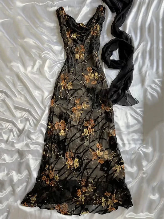 Robe de bal vintage en mousseline de soie avec appliques, robe de soirée fourreau longue, robe de soirée formelle DP6664