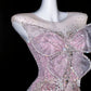 Vintage Pink Glittering Sequin Prom Dress Mermaid Evening Gown Butterfly Party Dress Long Formal Dress DP6892