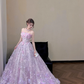 Sparkly Lavender Strapless 3D Floral Sequins Quinceanera Ball Gown DP8313