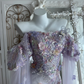 Glamorous Lavender Off-the-Shoulder Mermaid Prom Dress Tulle Puff Sleeve Beaded Evening Gown DP8131
