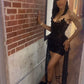 Enchanting Black Glittering Sequin Sheath Short Cocktail Dresses Party Dress Homecoming Dress DP6412
