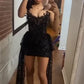 Enchanting Black Glittering Sequin Sheath Short Cocktail Dresses Party Dress Homecoming Dress DP6412