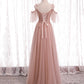 Elegantes rosa A-Linie Tüll-Partykleid mit Herzausschnitt, Abendkleid, Brautjungfernkleid DP6301