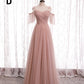 Elegantes rosa A-Linie Tüll-Partykleid mit Herzausschnitt, Abendkleid, Brautjungfernkleid DP6301