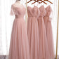Elegantes rosa A-Linie Tüll-Partykleid mit Herzausschnitt, Abendkleid, Brautjungfernkleid DP6301