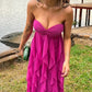 Elegant Fuchsia Strapless Sweetheart Ruffle Chiffon A-Line Prom Dress DP8454