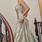 Vintage Floral Jacquard Spaghetti Strap Design Prom Dress Evening Dress DP6234