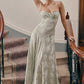 Vintage Floral Jacquard Spaghetti Strap Design Prom Dress Evening Dress DP6234
