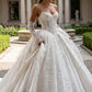 Elegant Strapless Sweetheart Corset Satin Detachable Long Lace Sleeves Embroidery Wedding Dress DP8591