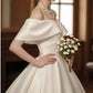 Vintage Ivoryt Off-the-Shoulder Satin A-Line Wedding Dress DP8609