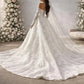 Vintage Off-the-Shoulder Long Lace Sleeve Wedding Dress Floral Lace Wedding Dress DP8606