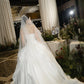 Vintage Strapless Floral Appliques Satin Tiered Ruffle A-Line Wedding Dress DP8603