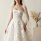 Elegant Strapless Tulle 3D Floral Lace Applique A-Line Wedding Dress DP8595