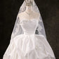 Vintage Strapless Ruched Satin 3D Floral Ruffled A-Line Wedding Dress DP8607