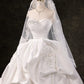 Vintage Strapless Ruched Satin 3D Floral Ruffled A-Line Wedding Dress DP8607