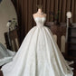 Elegant Strapless Sweetheart Corset Beaded Lace Embroidery Long Train Wedding Dress DP8589