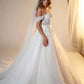 Elegant Off-the-Shoulder Sweetheart Tulle 3D Floral Lace Applique A-Line Wedding Dress DP8593