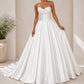 Vintage Ivory Strapless Sweetheart Satin A-Line Wedding Dress DP8602
