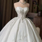 Elegant Strapless Sweetheart Corset Beaded Lace Embroidery Long Train Wedding Dress DP8589
