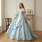 Elegant Light Blue Off-the-Shoulder Satin Ruffle Sweet 15 Quinceanera Ball Gown DP8586
