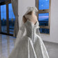 Elegant Sweetheart Off-the-Shoulder Long Sleeve Lace Satin Wedding Dress DP8590