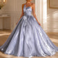 Elegant Silver Organza Strapless Sweetheart 3D Ruffle Sweet 15 Quinceanera Ball Gown DP8605