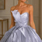 Elegant Silver Organza Strapless Sweetheart 3D Ruffle Sweet 15 Quinceanera Ball Gown DP8605