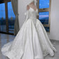Elegant Sweetheart Off-the-Shoulder Long Sleeve Lace Satin Wedding Dress DP8590