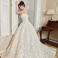Elegant Strapless Floral Lace Embroidery A-Line Wedding Dress DP8597