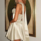 Vintage Ivory Satin Strapless A-Line Sweetheart Homecoming Dress DP8500