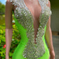 Gorgeous Bright Green Prom Dress Glittering Beaded Evening Gown Mermaid Party Dress Long Formal Dress DP6819