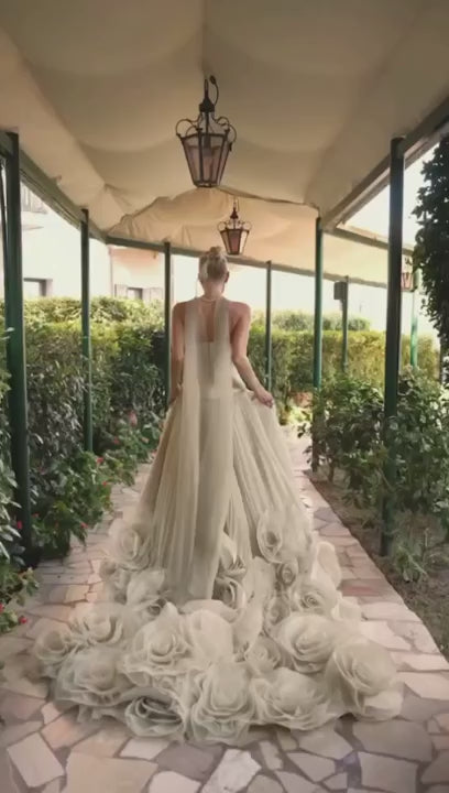 Wunderschönes, trägerloses, bodenlanges A-Linien-Ballkleid mit 3D-Blumen in Salbeigrün, DP6538