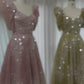 Wunderschönes, funkelndes, mit Perlen besetztes Pailletten-Kurzarm-A-Linien-Ballkleid, Abendkleid, DP6542