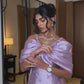 Robe de bal vintage en satin lilas, fourreau, cape perlée, robe de soirée longue, robe formelle DP6713