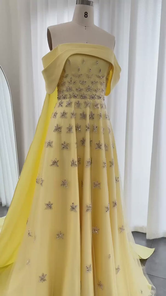 Wunderschönes, funkelndes, schulterfreies A-Linien-Ballkleid mit Paillettenstickerei, langes Abendkleid, DP6541