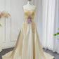 Elegant Ivory Beaded Prom Dress A-Line Beaded Evening Gown Satin Party Dress Long Formal Dress DP6739