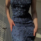 Charming Navy Blue Applique Spaghetti Strap Sheath Long Prom Dress Party Dress Evening Dress DP6467