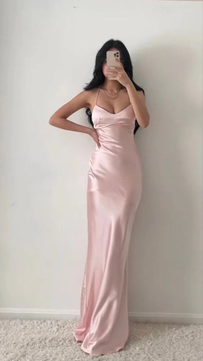Elegant Pink Satin Mermaid Prom Dress Party Dress Evening Dress DP6471
