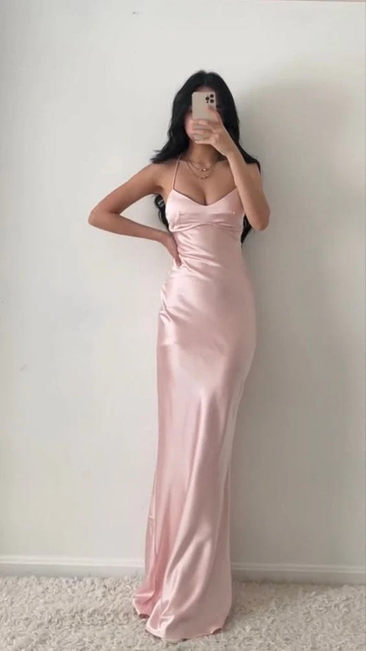 Elegantes rosa Satin-Meerjungfrauen-Ballkleid, Partykleid, Abendkleid DP6471