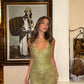 Enchanting Sage Green Sequin Mermaid Evening Gown with Lace Appliqués DP8015
